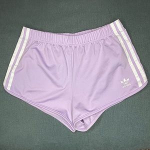 Adidas 3 strips lavender athletic shorts
